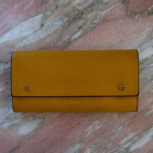 Celine Yellow Leather large flap Wallet